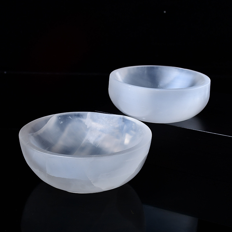 Natural Transparent Gypsum Ornament, Moroccan Concave Round Bowl, Round Gypsum Raw Stone Bracelet, Demagnetizing Bowl Container Ornament Natural Transparent Gypsum Ornament, Moroccan Concave Round Bowl, Round Gypsum Raw Stone Bracelet, Demagnetizing Bowl Container Ornament