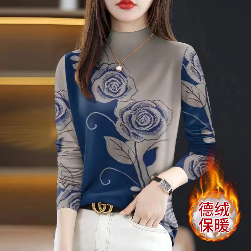 批发德绒打底衫2025新款秋冬爆款女士遮肚半高领时尚长袖一件代发|undefined