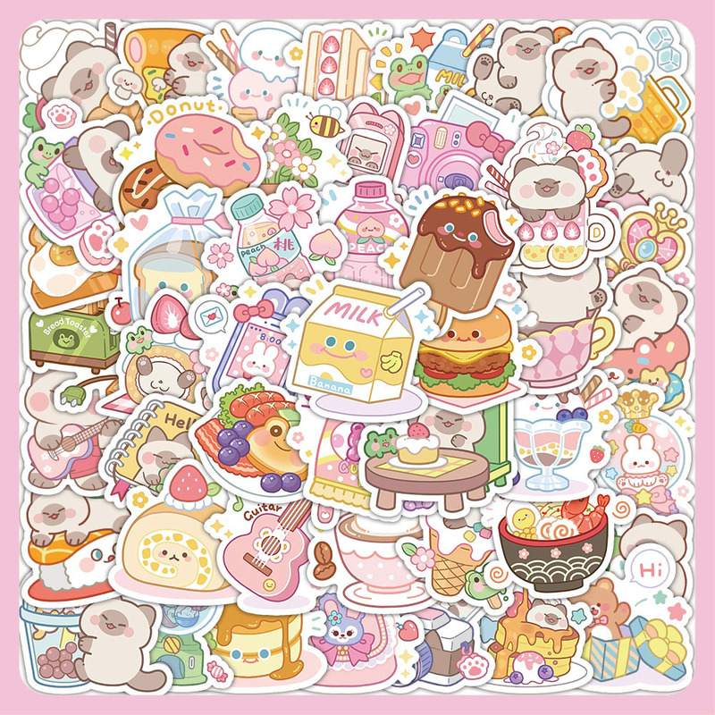 60 dessert bear stickers cute cute cute cute creative decorative notebook stationery hand account diy stickers wholesale