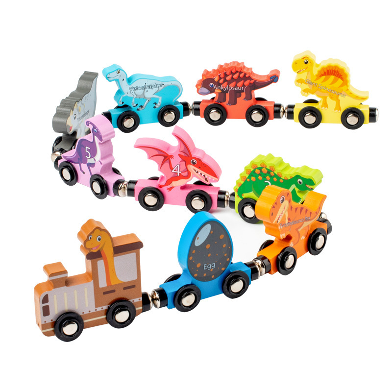 Weiwei Tiger Dinosaur Magnetic Train Venta caliente transfronteriza Juguetes CPC CE Trenes Juguetes educativos de madera para la educación temprana