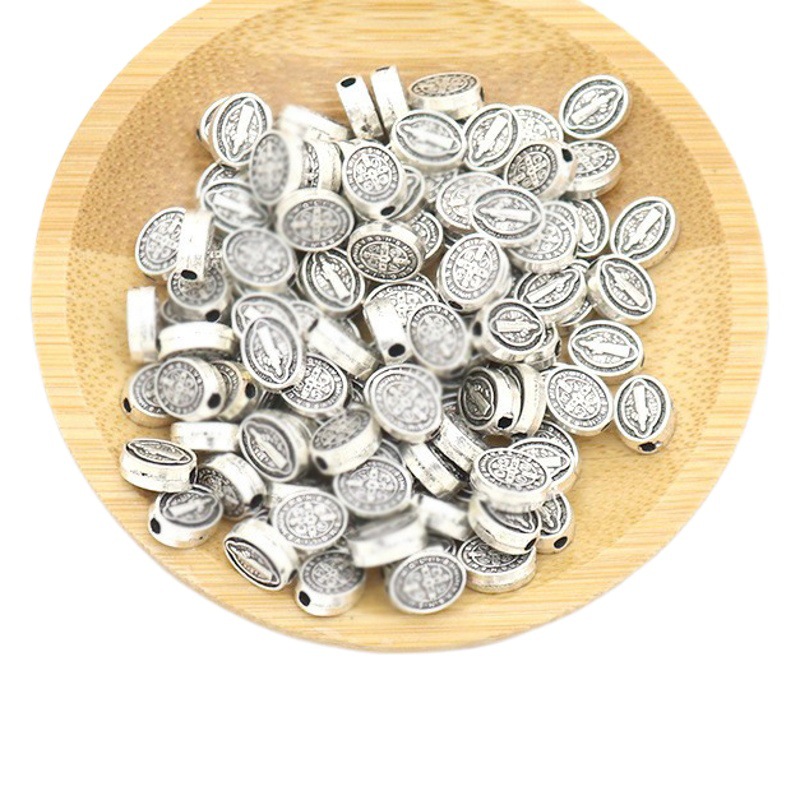 Cross-border supply factory wholesale alloy DIY perforated beads bracelet necklace rosary jewelry accessories metal ornaments