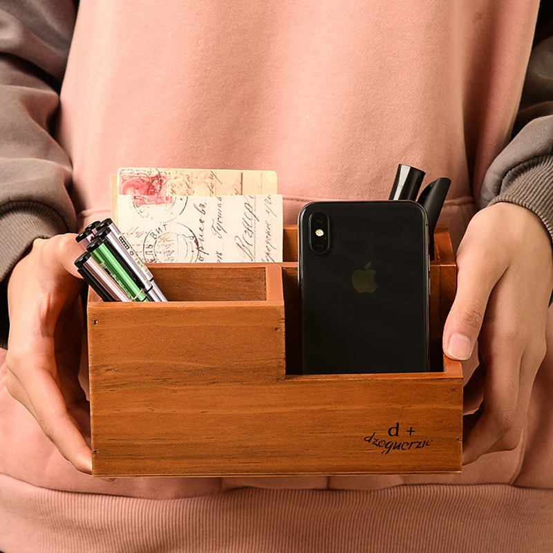 Japanese Retro Dormitory Office Desk Pen Holder Remote Control Storage Box Creative Multi-Functional Storage Stationery Wooden Box Japanese Retro Dormitory Office Desk Pen Holder Remote Control Storage Box Creative Multi-Functional Storage Stationery Wooden Box