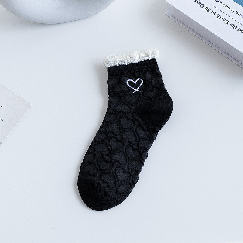 Calcetines de encaje de algodón para damas verano torcido amor calcetines coreanas pequeñas fragancias calcetines de mujer Zhuhai al por mayor