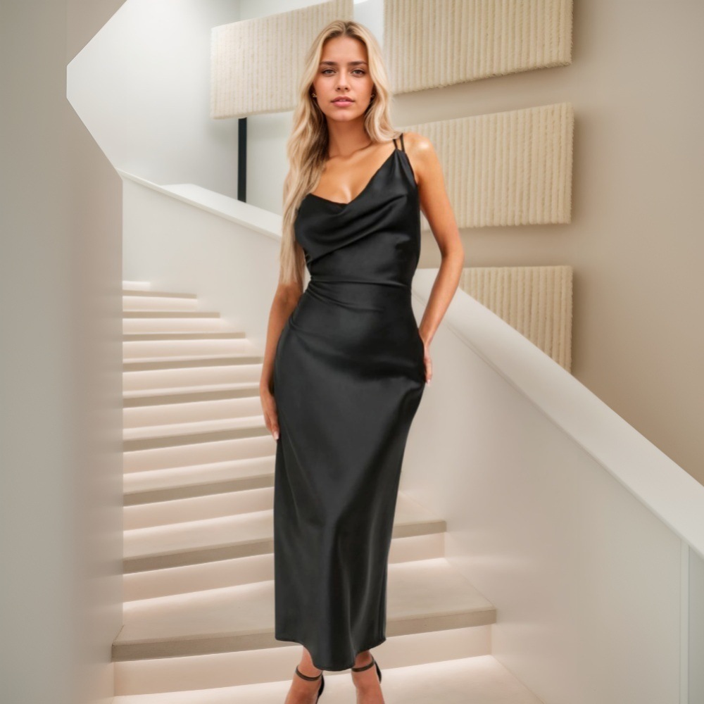 Elegant V Neck Maxi Dress Sexy Sophisticated Sleeveless Spring Summer Fashion for Parties and Events Wholesale