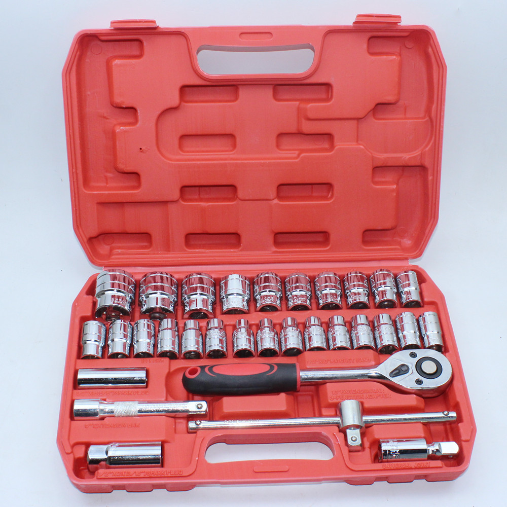 32套12.5mm汽修工具套装汽修扳手组套大飞套头扳手套装随车工具