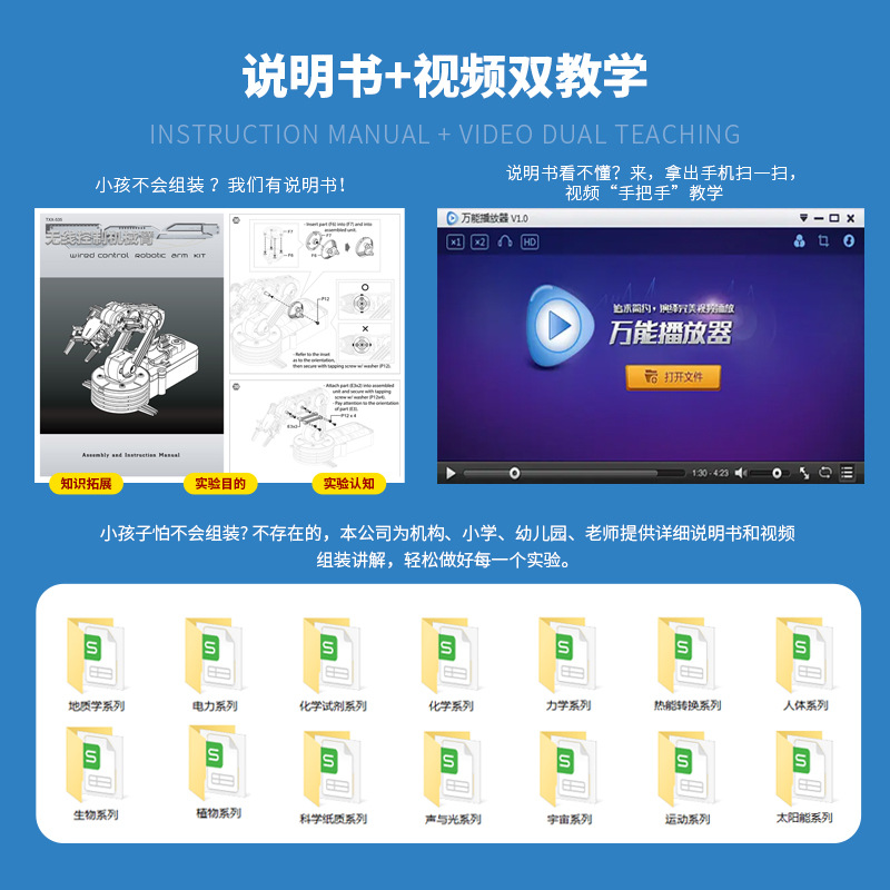 Brazo robótico de control remoto, juguete eléctrico para estudiantes, ensamblaje, bricolaje, tecnología hecha a mano, producción transfronteriza, juguete STEM