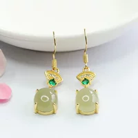 Xinyu Natural Hutian Jade Qingshui серьги нефритовый древний ветер ушные крючки серьги, оптовая продажа фабрики HT4011003