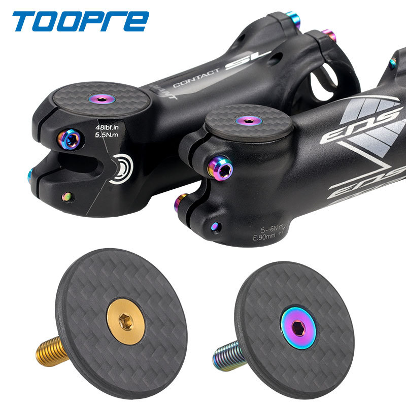 TOOPRE Carbon Fiber Bowser Cover Mountain Bike Handlebar Stem Cover OD2 Fork Wrist Cover Titanium Alloy Screws
