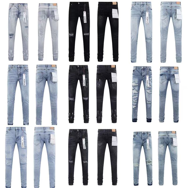 Correct Version American High Street Distressed Button Slim Jeans Ripped Skinny Pants Basic Modification Popular