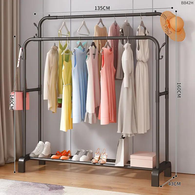 percha de ropa tipo piso para uso doméstico de alto grado colgar prendas de ropa rack varilla telescópica especial para balcón edredón
