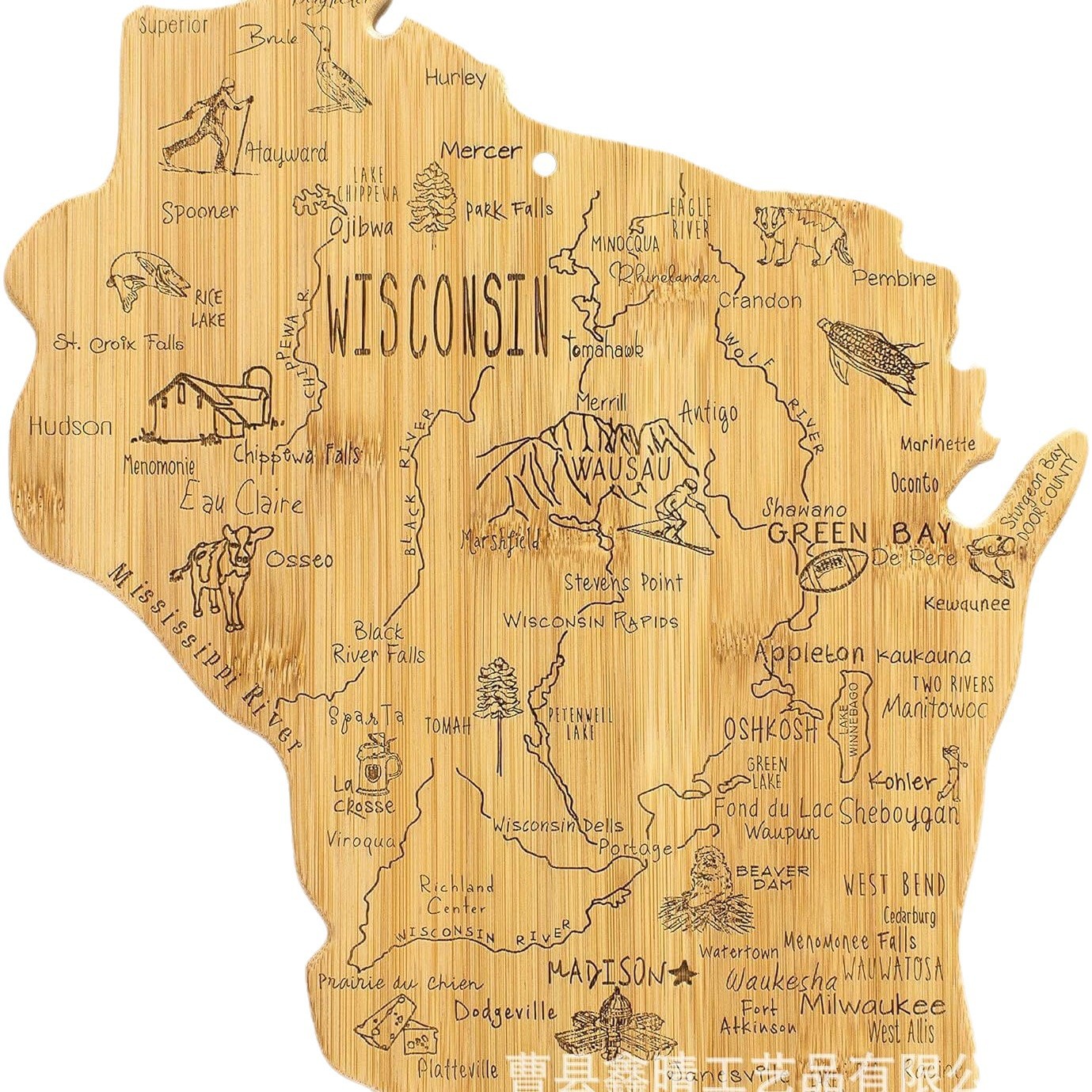 Mapa en forma de bambú tabla de cortar cocina de madera mapa creativo tabla de cortar decoración de la pared de madera tabla de cortar suplemento alimenticio