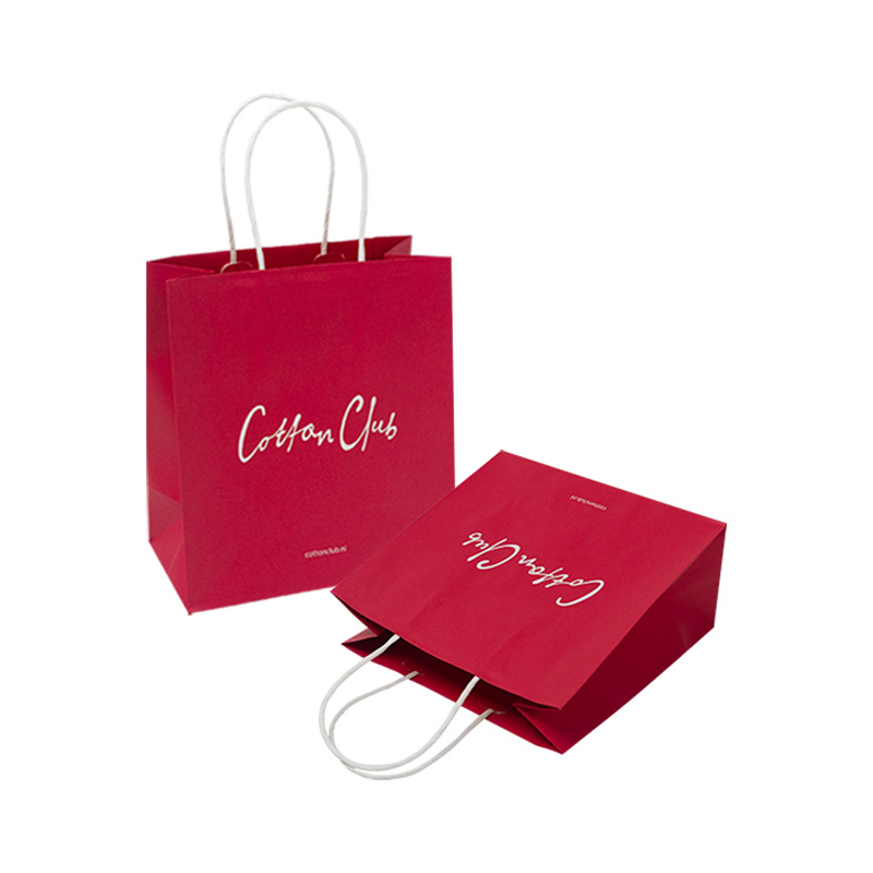 现货服装牛皮纸袋手提袋礼品纸袋子礼物包装红色带提手购物加厚