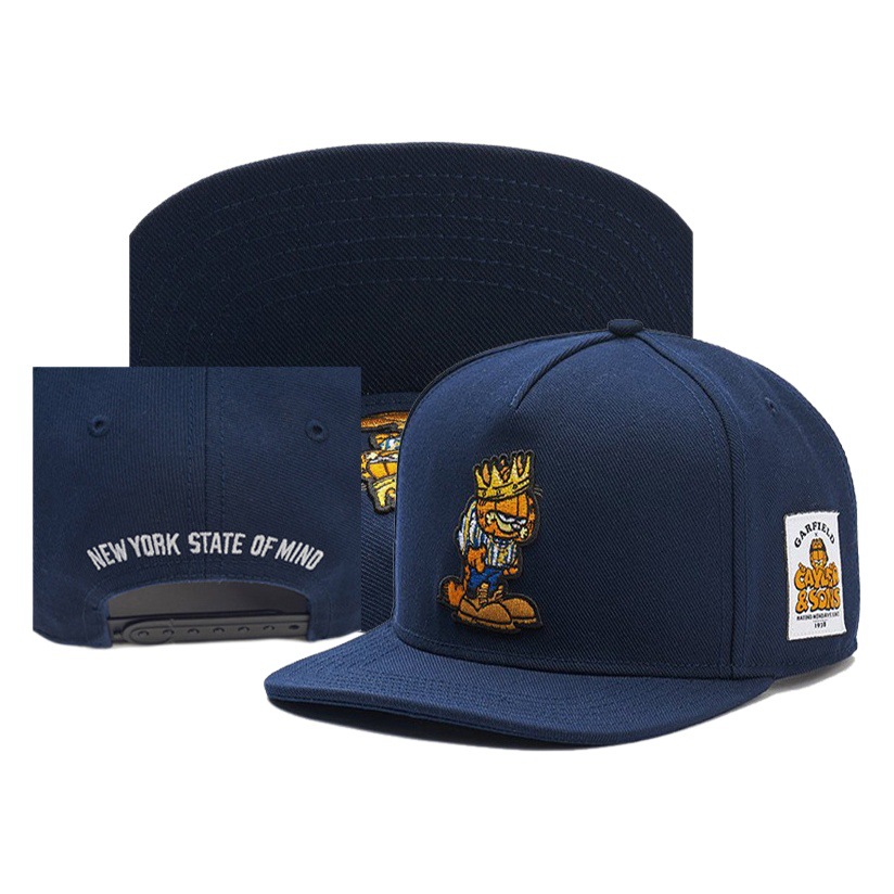 Venta caliente transfronteriza europea y americana Garfield bordado hip hop sombrero de ala plana gorra de béisbol para hombres y mujeres a prueba de sol sombrero de baile callejero