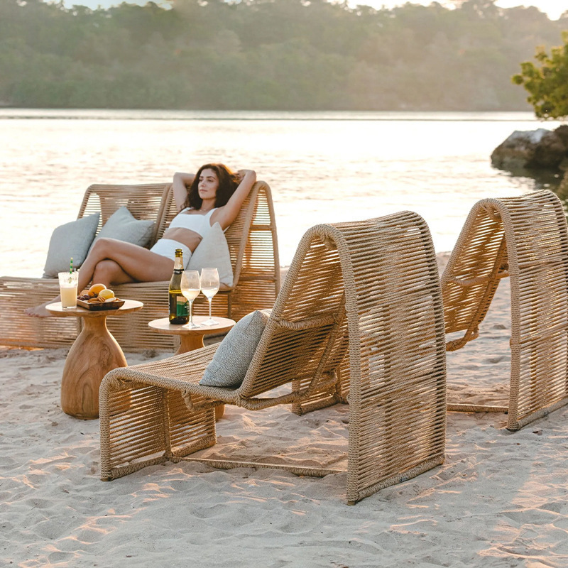 Leisure furniture: lazy rattan chair for outdoor use, suitable for homestays, villas, leisure courtyards, hotels, and balconies; single-person recliner
