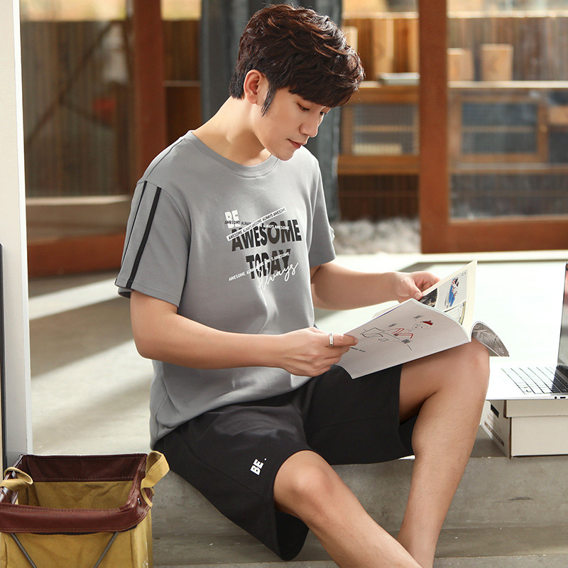 2022 verano nuevos hombres pijamas pantalones cortos de algodón de manga corta jersey de dos piezas ropa de abrigo casual de algodón ropa de casa