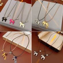 本命年小马流苏吊坠项链中古vintage百搭毛衣链设计感小众项饰女