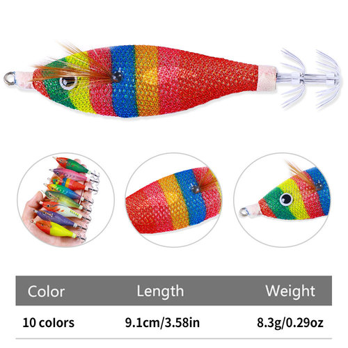 Blowing tube squid hook luminous wooden shrimp bait fake bait squid lure with ringing beads weighted lead explosive hook sea fishing cuttlefish
