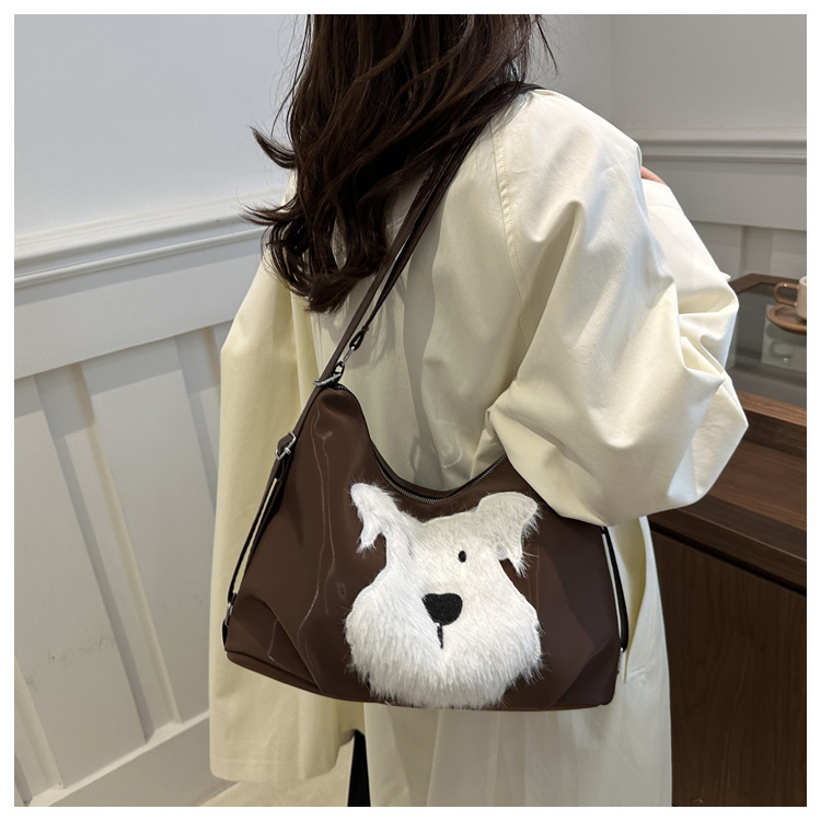 Cute little dog tote bag, women's bag, fashionable new school style backpack, large-capacity commuting single-shoulder bag undefined