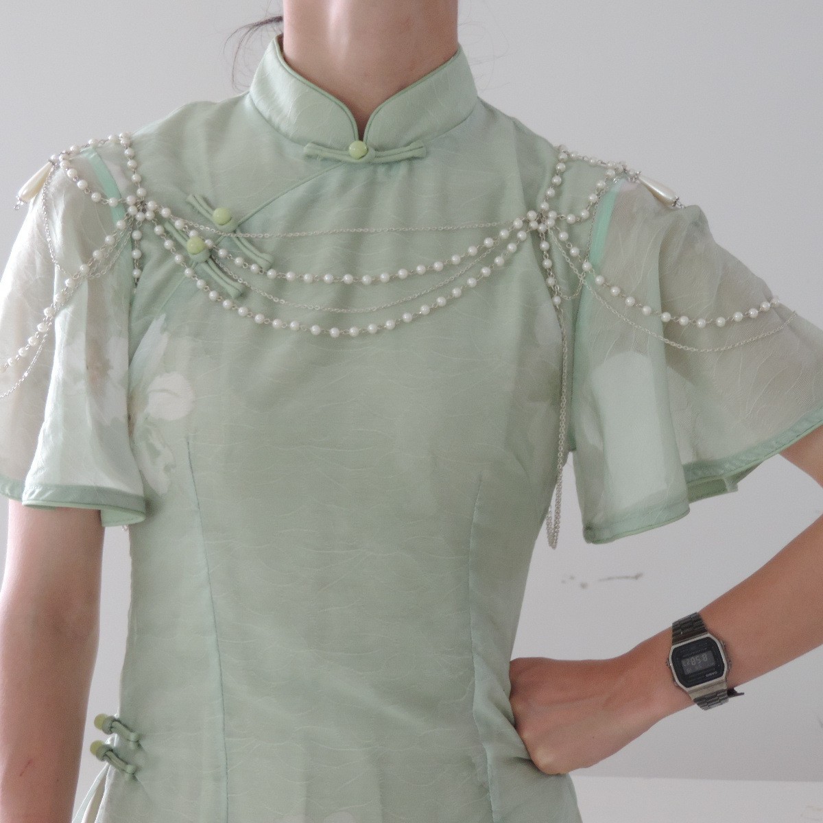 肩膀链 波西米亚 新娘珍珠双肩膀链 速卖通敦煌