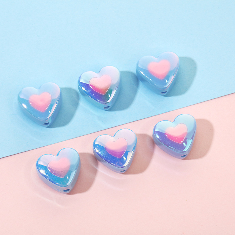 3g Weight Beads Jewelry Making Type DIY Jewelry Accessories Classification 1 Piece Quantity Acrylic Material Heart Shape Pattern Plating Design Simple Style Style 1 Piece Arylic Heart Shape DIY Jewelry Accessories Beads 5