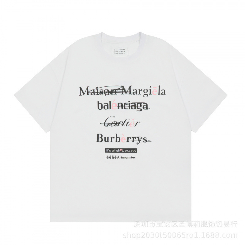 クロスボーダー メゾン マルジェラ マルジェラ デジタル プリント MM6 ピュアコットン 高品質 メンズ Tシャツ レディース 半袖 トレンド|undefined