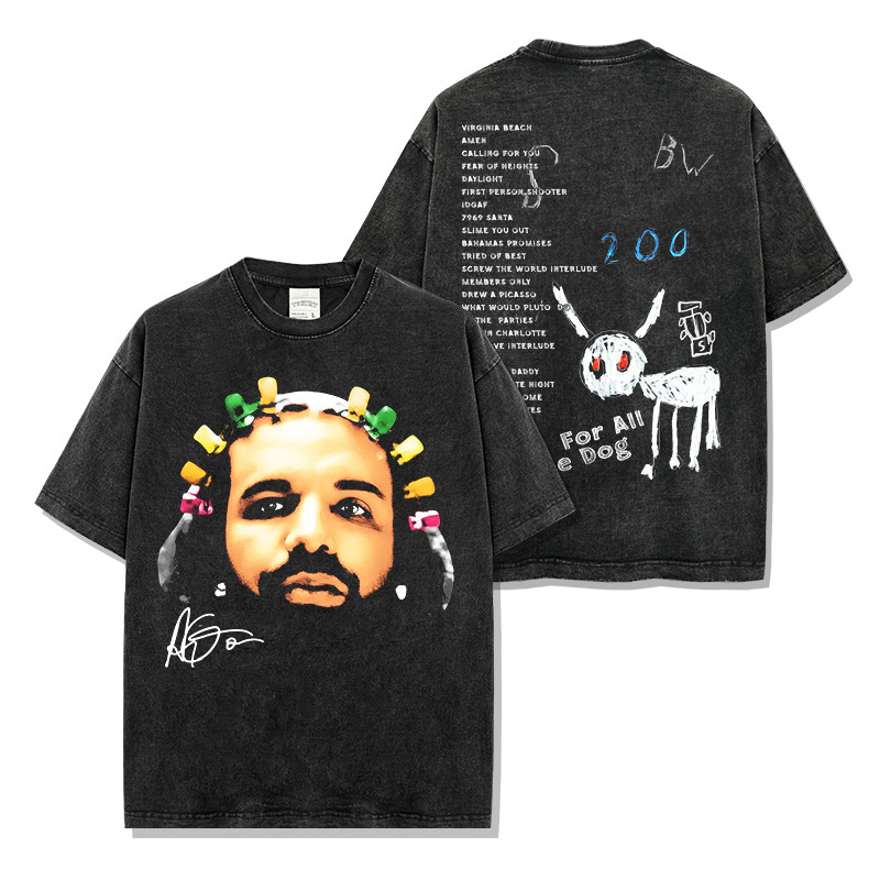 Cross-border American Hip Hop Duck DRAKE Printed Short Sleeve T-shirt Washed Long Sleeve Loose Casual Hooded Sweat Wholesale Cross-border American Hip Hop Duck DRAKE Printed Short Sleeve T-shirt Washed Long Sleeve Loose Casual Hooded Sweat Wholesale