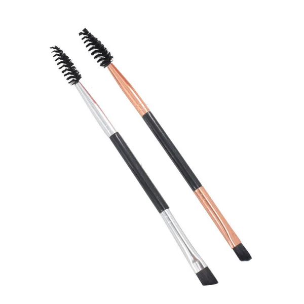 Double-headed brush eyebrow brush double-headed makeup brush eyelash brush spiral eyelash roll brush wooden handle eyebrow eyelash brush