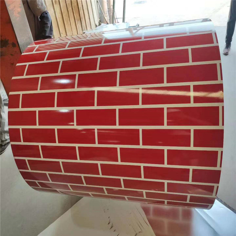 供应彩涂板 砖纹彩钢卷木纹彩卷 建筑白灰蓝色彩涂卷板单