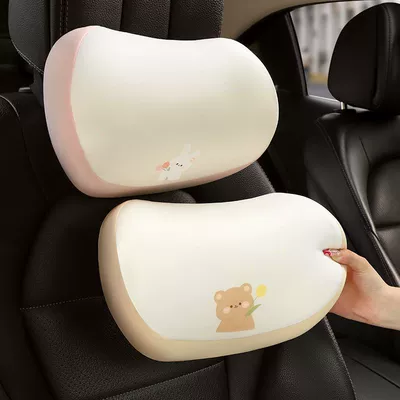 pillow, cute car lumbar support, Headrest - car-accessories-one-of-each-bear-and-bunny-memory-foam-headrests