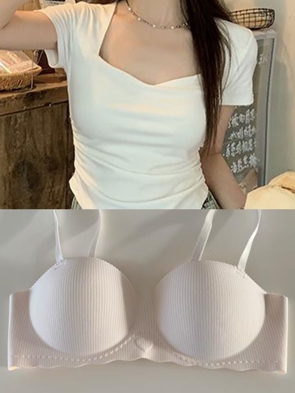 251g Weight Solid Color Lady Sexy Nylon Sponge Side Breast Reduction Comfort All Seasons Bralette