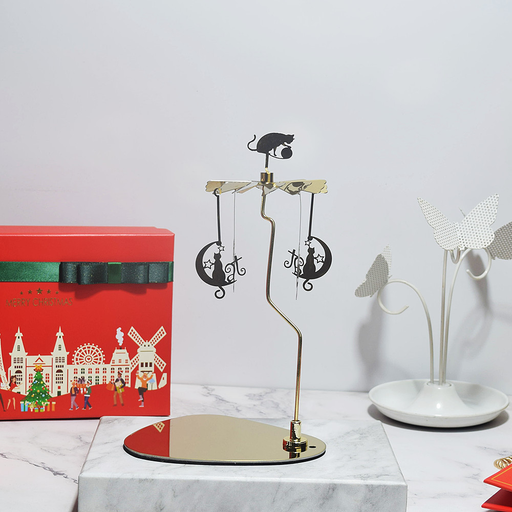 INS Amazon fuente Navidad aromaterapia Acero inoxidable doles triángulo redondo bandeja giratoria candelabro linterna