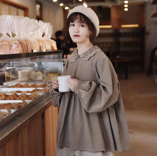 Artistic Women's Mori Top Women's Retro Puffy Doll Shirt Japanese Doll Collar Shirt Sweet Loose Autumn and Winter Artistic Women's Mori Top Women's Retro Puffy Doll Shirt Japanese Doll Collar Shirt Sweet Loose Autumn and Winter