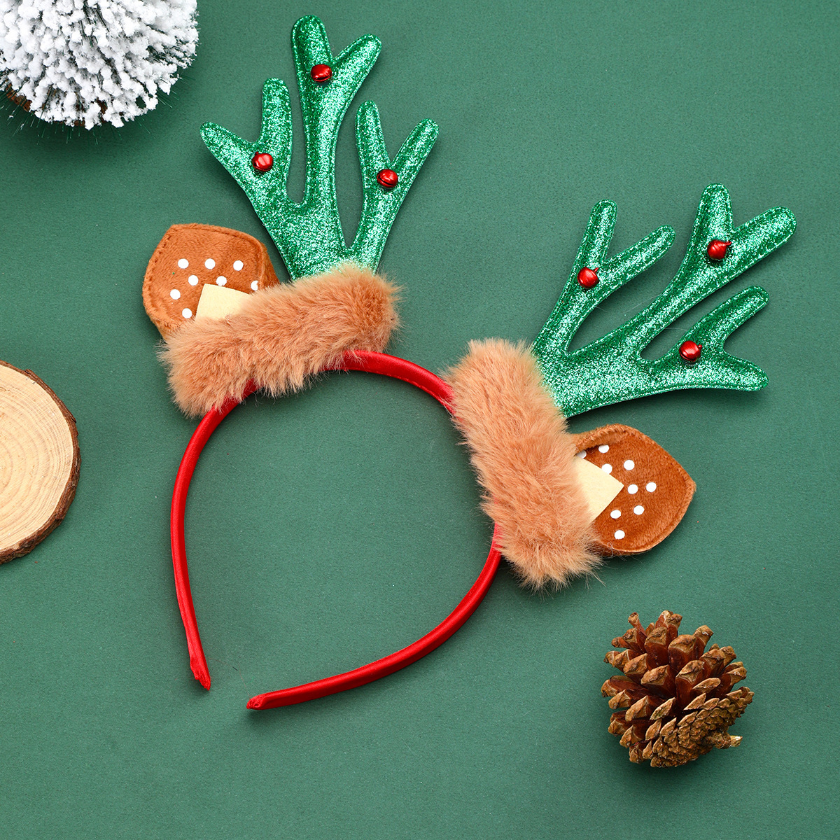 Transfronterizos nuevos oídos de Navidad campanas de cuerno de ciervo cabeza de cinturón de cabeza de fiestas decoraciones regalos pequeños para niños
