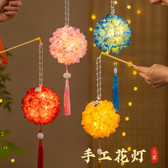 中秋手提灯笼发光玉兔子莲花灯荷花灯笼国潮汉服拍照夜市摆摊批发