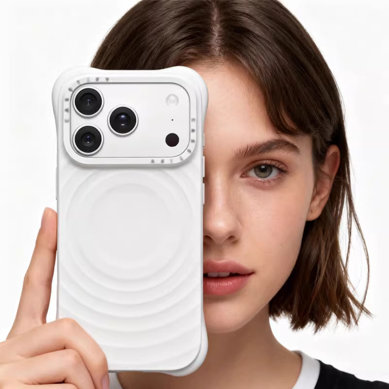 C Brand Solid Color Wave-Pattern Magnetic Magsafe High-Quality Anti-Drop Phone Case for Apple 17 Pro Max/Iphone
