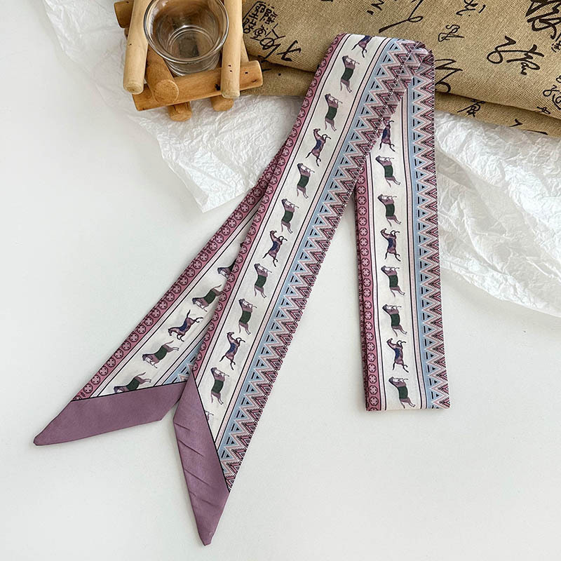Pañuelo de seda largo, sentido de alta calidad, bufanda de estilo chino retro, pañuelo en la cabeza, cinturón para el cabello, cinta para atar, cinturón decorativo