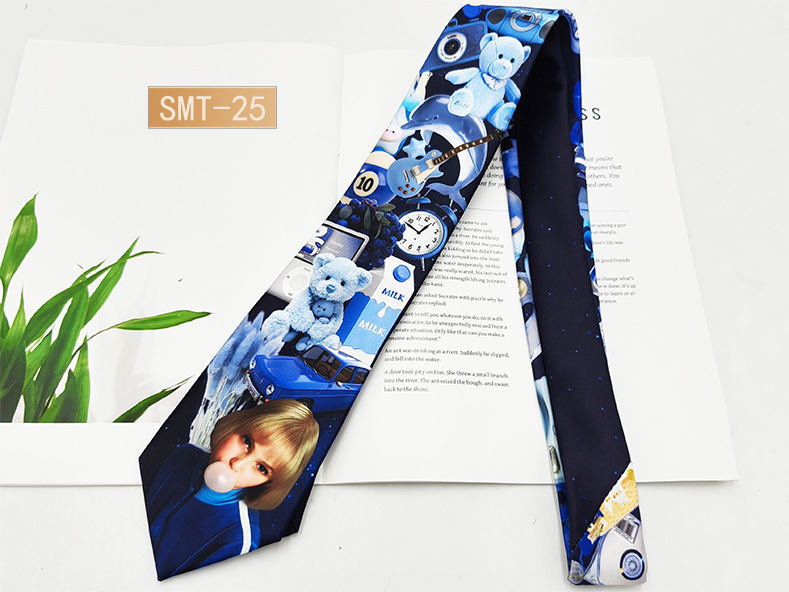 Fabricante spot impresión digital corbata de hombre estilo de Hong Kong moda retro casual animal divertido hecho a mano estilo 8cm