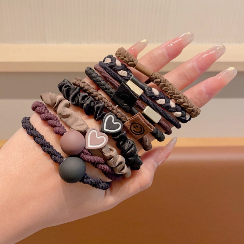 Niños de color café leche de banda de goma de alta elasticidad anillo para el cabello de niñas de cabello de cola de caballo alta no daña el cabello corda de cabello duradera