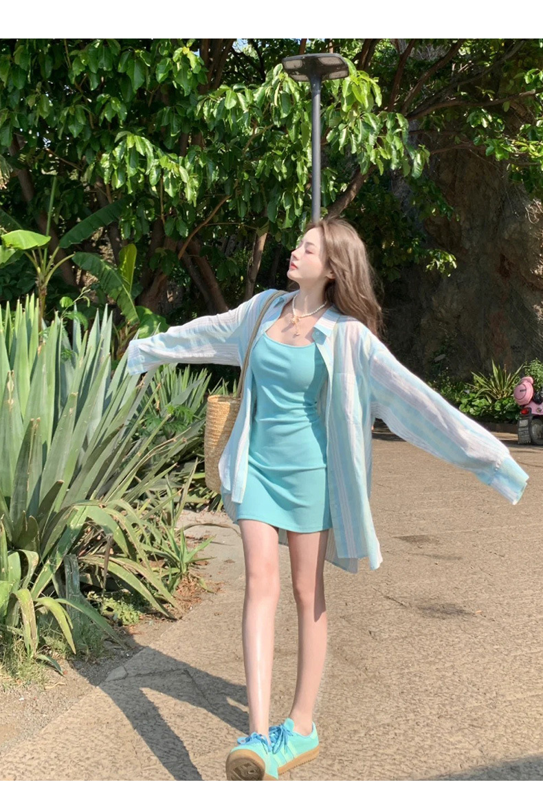 Summer Mint A-Line Dress with Halter Neck