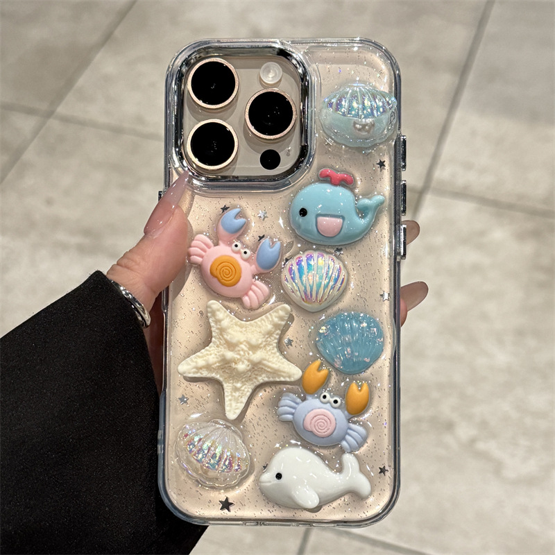 卡通可爱海洋动物生物适用苹果16promax手机iphone15新款14pro15