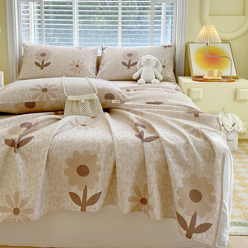 Nueva clase A algodón floral viejo y grueso sábana gruesa de una sola pieza de algodón puro 100 ropa de cama individual de dormitorio de primavera y verano de tres piezas
