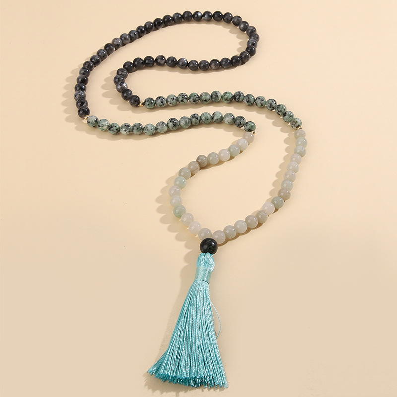 Bohemian Geometric natural stone Tassel Necklace 1 Piece