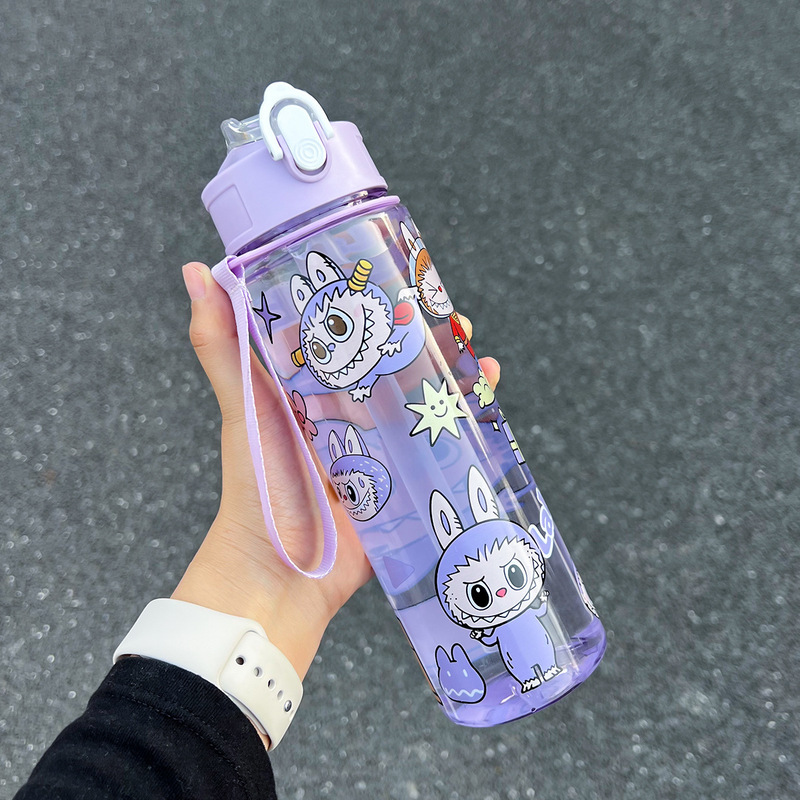 ネットセレブ人気ラブブかわいい子供用ストローカップ、持ち手付きの見栄えの良い学生用ラブブウォーターカップ|undefined