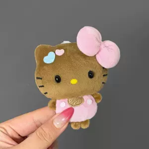 Плюшевая Hello Kitty подвеска на сумку чёрная