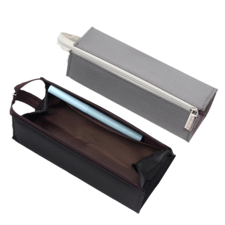 Estuche de lápices tridimensional creativo de estilo japonés, cuadrado, abierto por ambos lados, con asa, bolsa de papelería de gran capacidad para estudiantes.