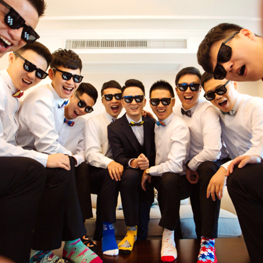 Marriage Celebration Prop - Pixelated Mosaic Sunglasses for Cosplay and Style