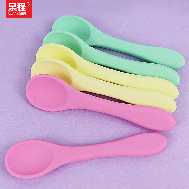 现货创意卡通儿童硅胶勺子婴幼儿辅食软头勺子宝宝学吃饭硅胶勺叉|ms