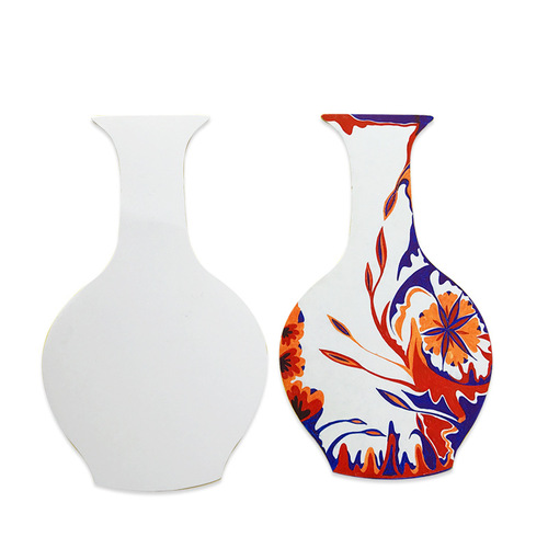 Kindergarten DIY handmade mold hand-painted white background coloring hard cardboard vase creative blue and white porcelain material