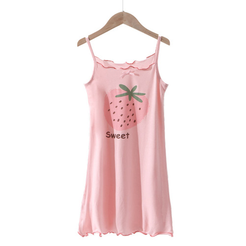 Ecos children's nightgown women's summer thin suspender nightgown big girl princess pajamas suspender girls home clothes