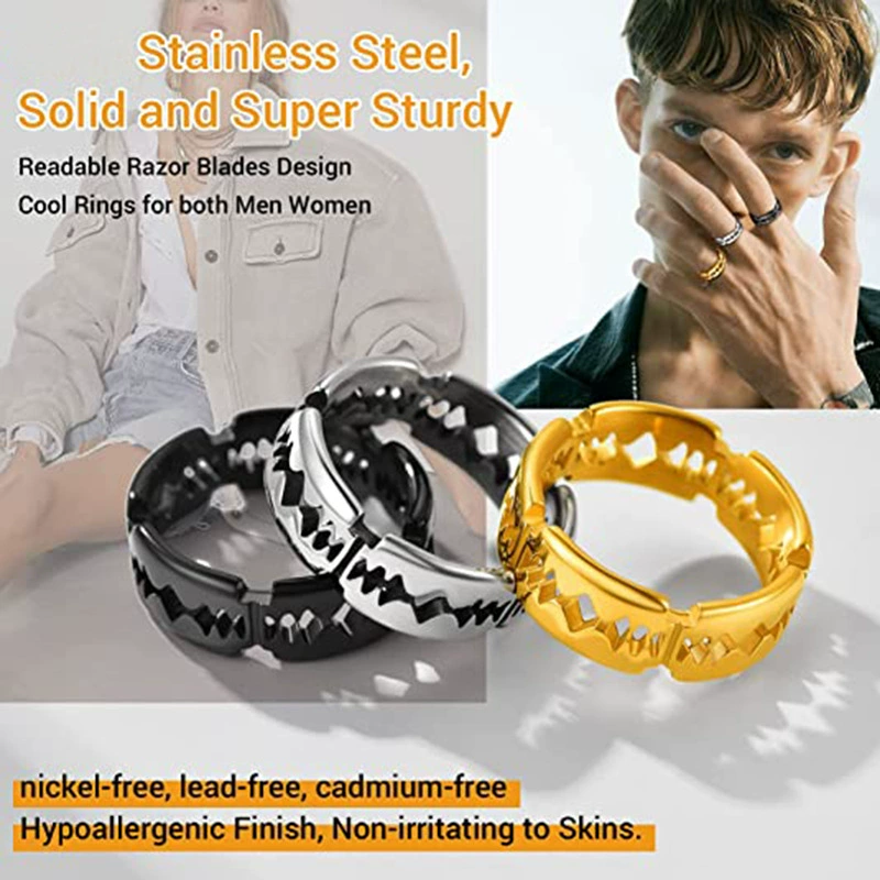 Xinghe трансграничный новый европейский и американский стиль из нержавеющей стали режущее лезвие кольцо Мужская хип-хоп титановая сталь ювелирные изделия оптом